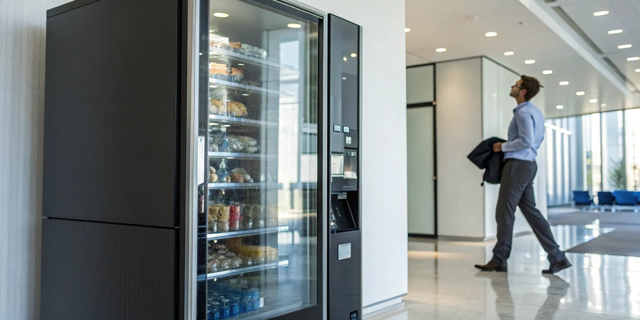 A modern vending machine in an office, a key consideration for how to buy vending machines.