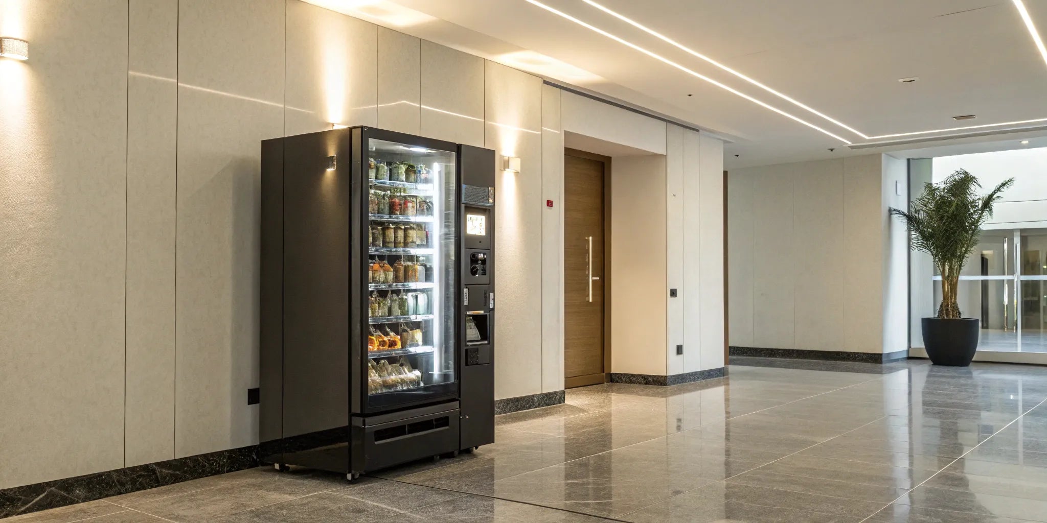 Buy a vending machine. Modern and sleek for office break rooms.