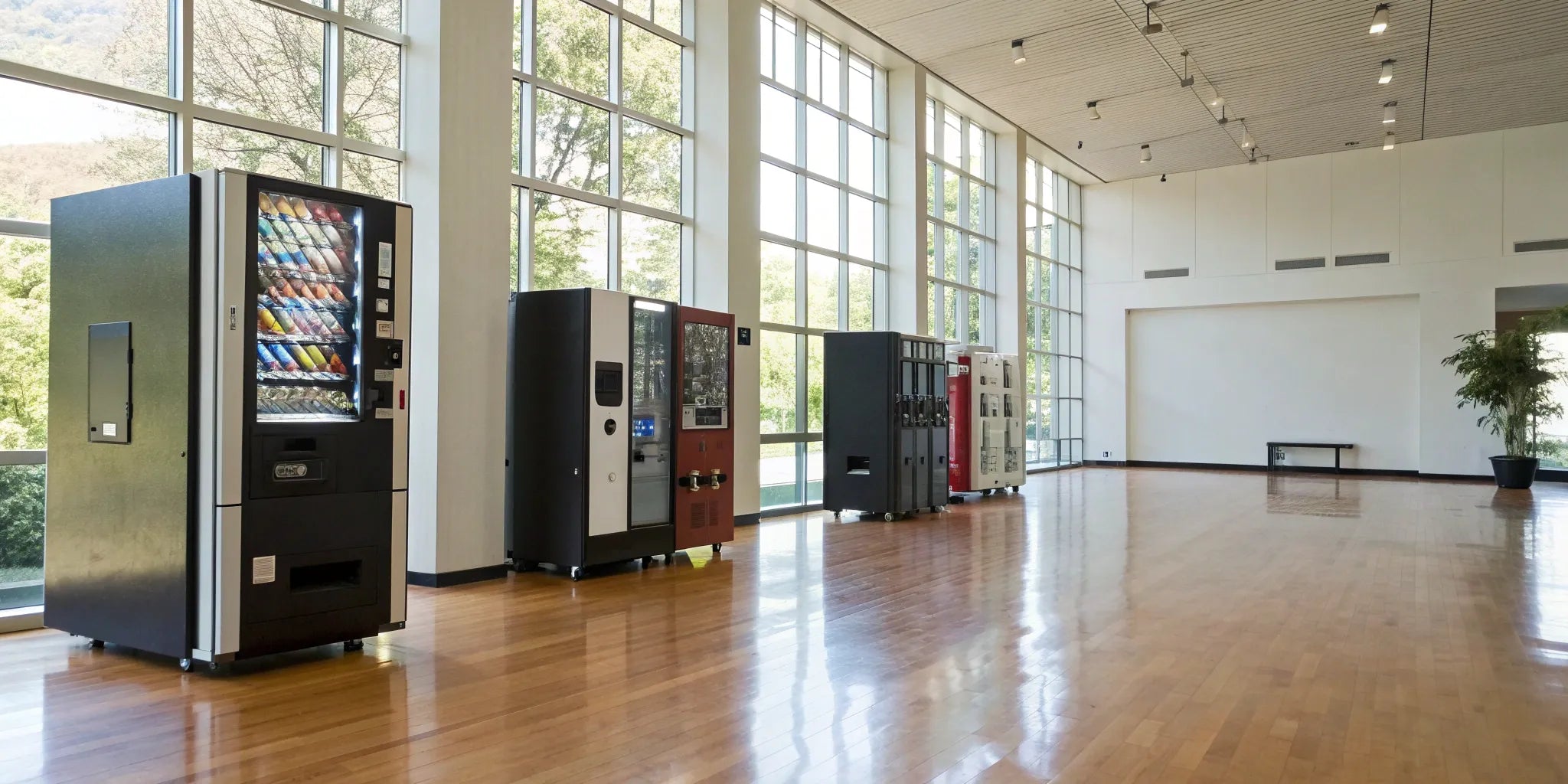 A row of the best vending machines to buy from a reputable supplier.