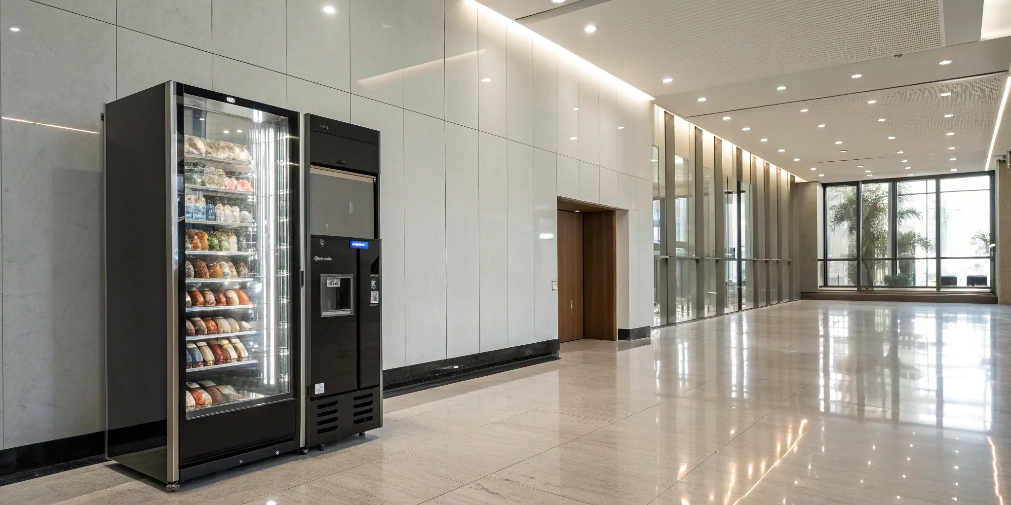 A modern vending machine, a smart choice when deciding where to buy a vending machine online.
