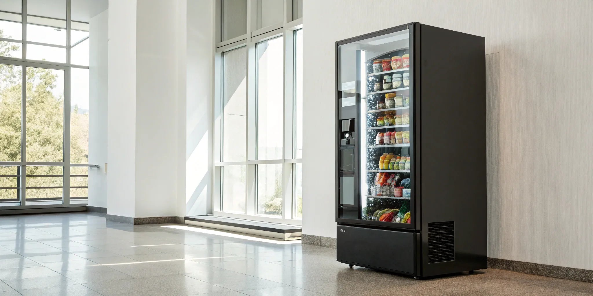 A modern vending machine, a smart choice for a business owner learning how to buy one.